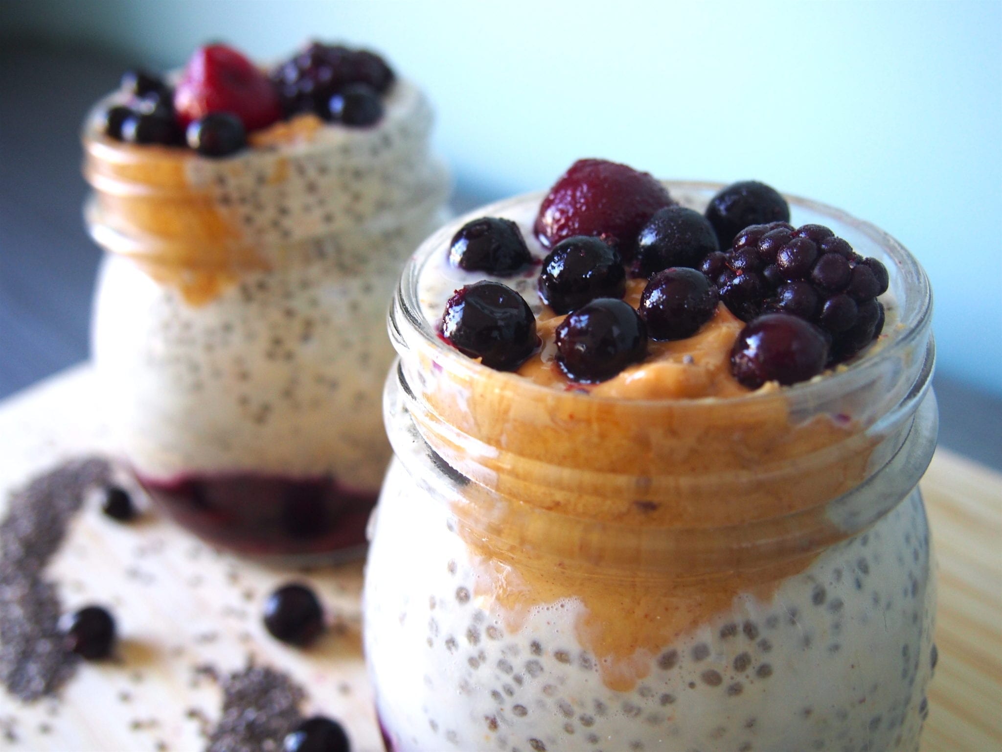 Peanut Butter Berry Chia Pudding