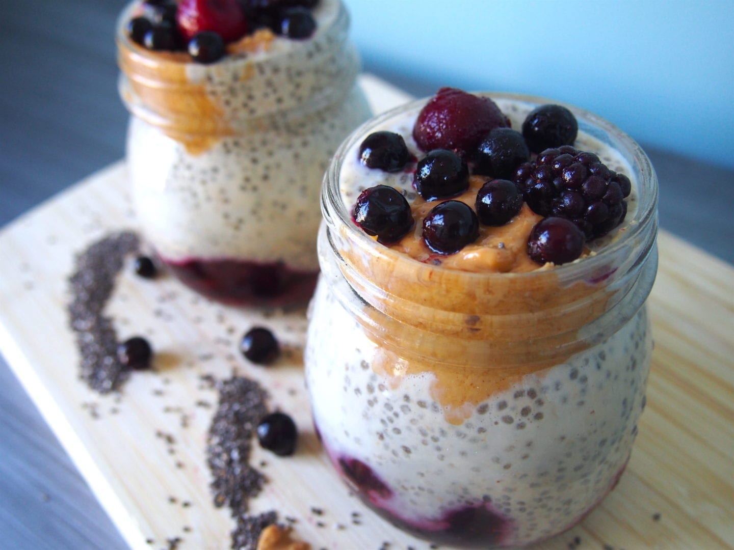 Peanut Butter Berry Chia Pudding