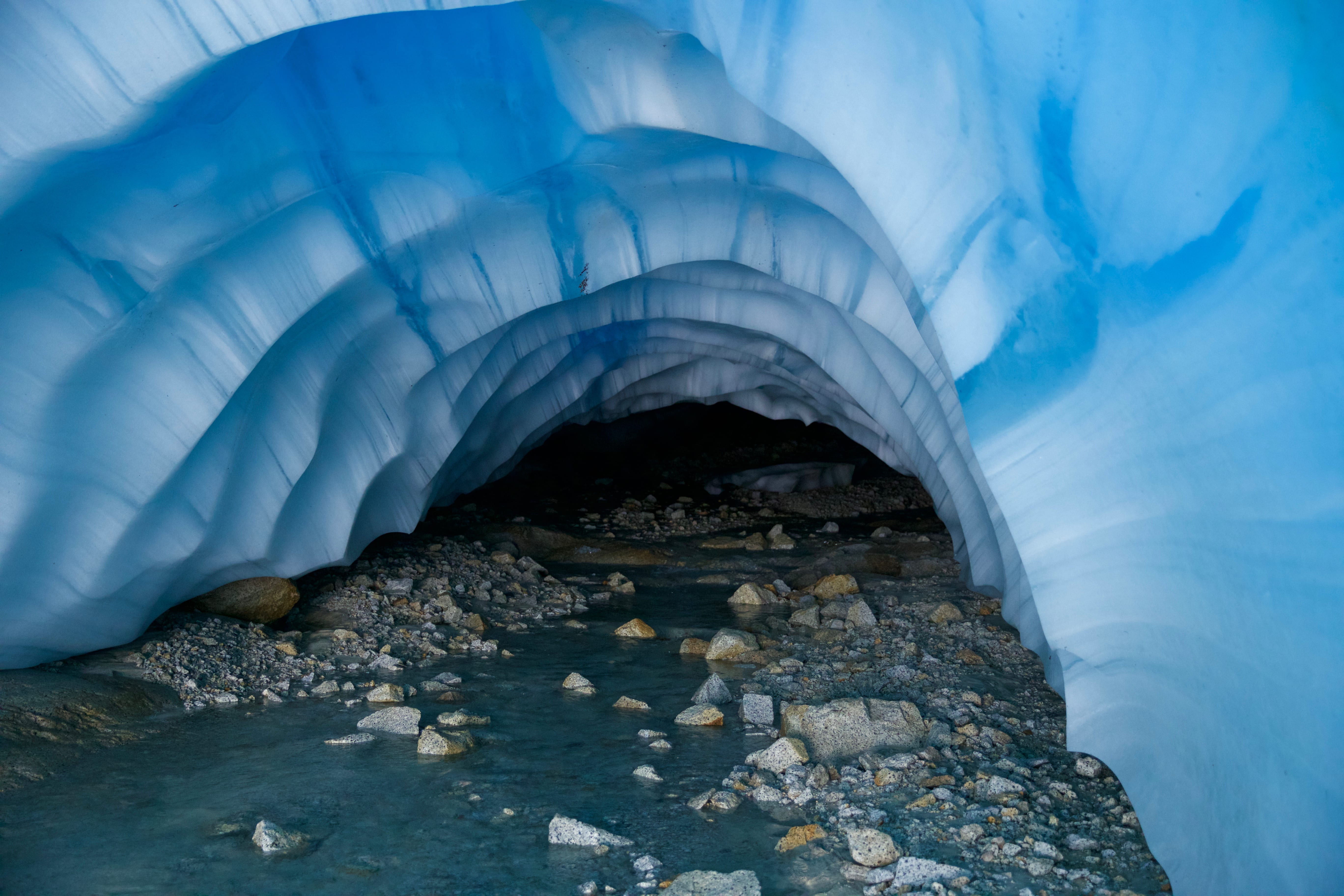 Heli Ice Cave Exploring