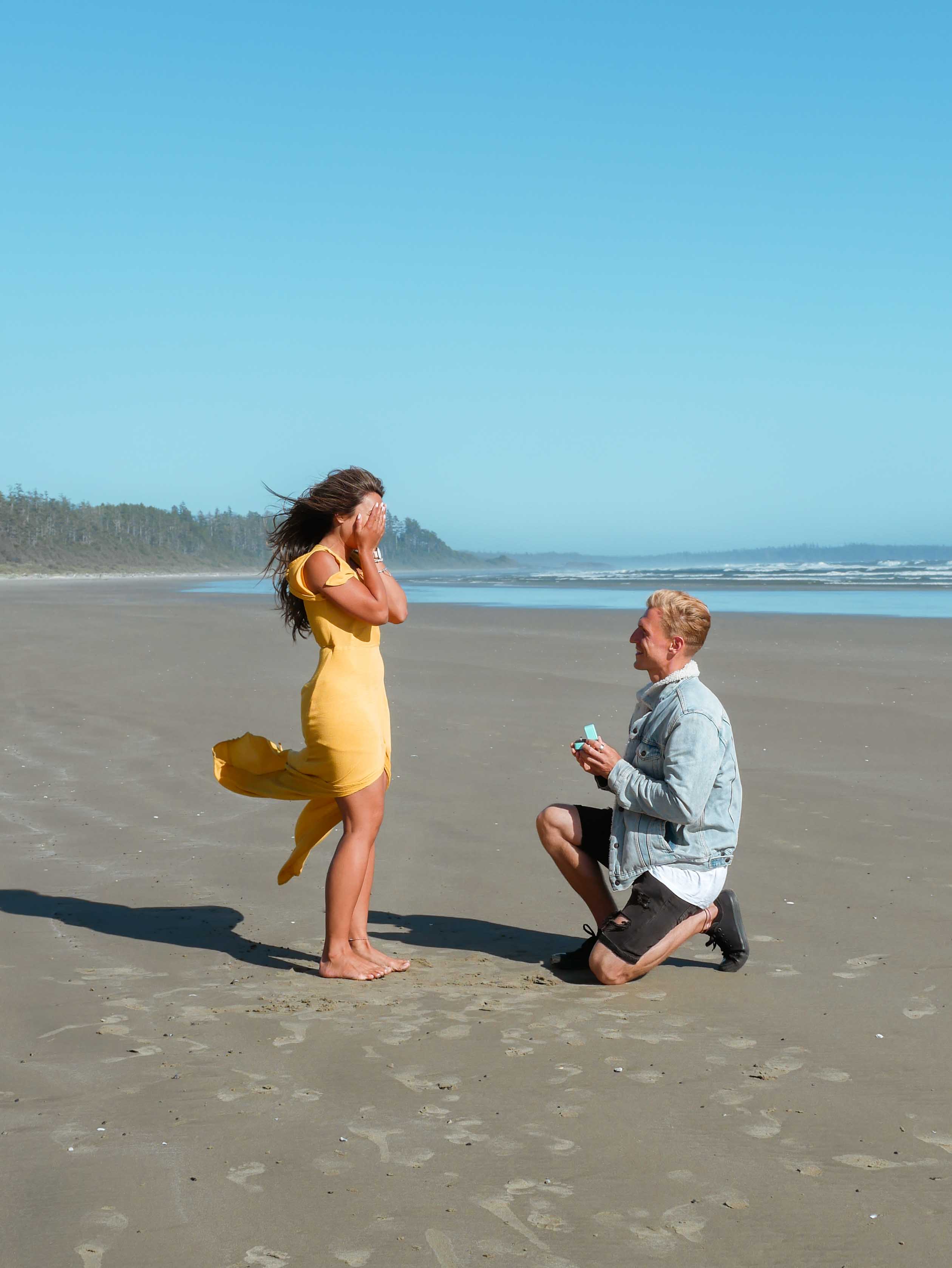 Beach proposal in Tofino